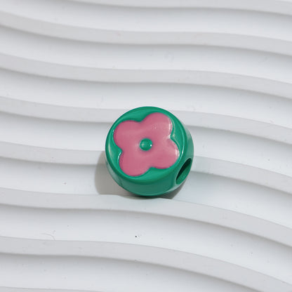 10pcs Vintage Flower Silicone Beads - 18mm Four-Leaf Clover Focal | Acrylic Bead for DIY Bracelet Keychain Jewelry Making