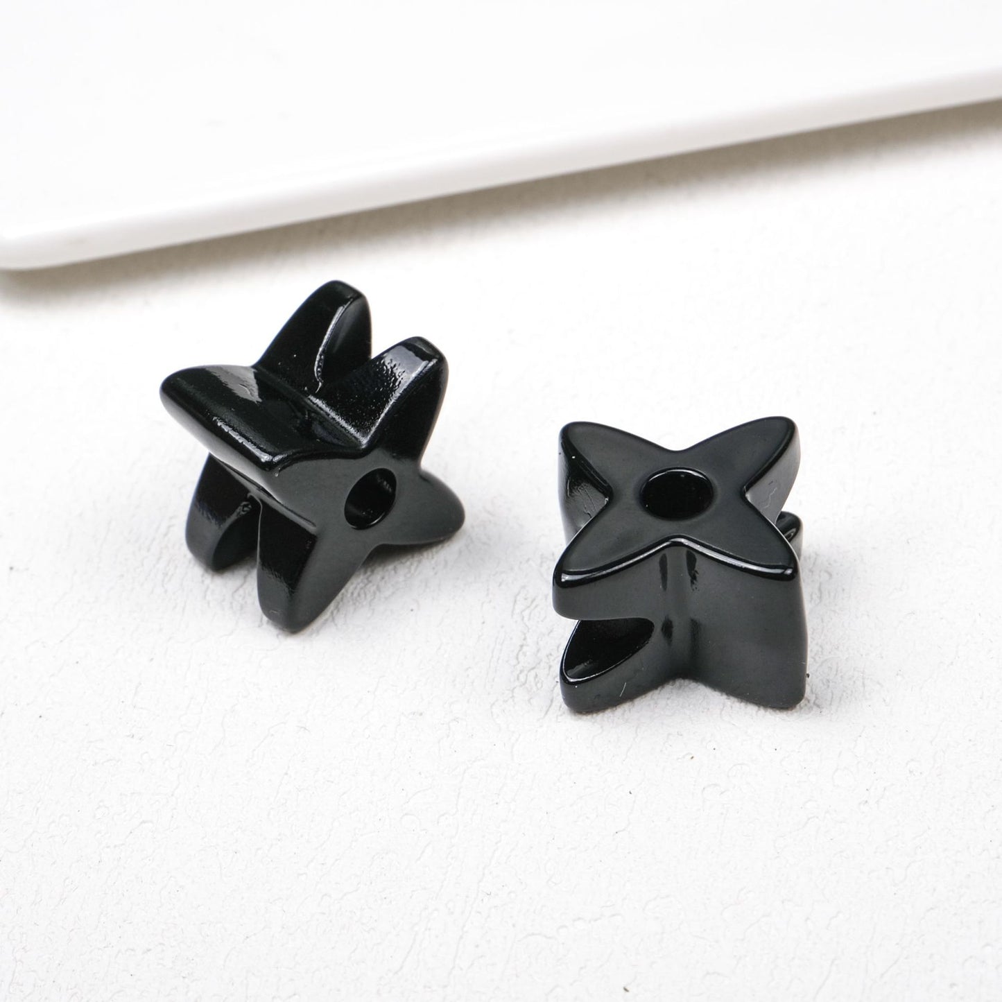Retro 3D Starflower Beads - 25mm Large Hole Four-Pointed Star Focal | Acrylic Bead for DIY Bracelet Keychain Jewelry Making