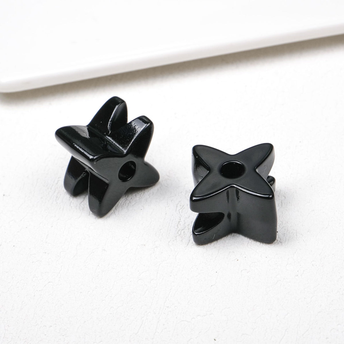 Retro 3D Starflower Beads - 25mm Large Hole Four-Pointed Star Focal | Acrylic Bead for DIY Bracelet Keychain Jewelry Making