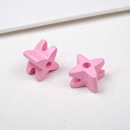 Retro 3D Starflower Beads - 25mm Large Hole Four-Pointed Star Focal | Acrylic Bead for DIY Bracelet Keychain Jewelry Making