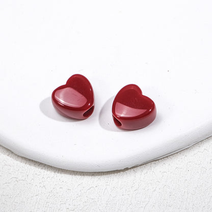 100pcs Mixed Color Heart-Shaped Spacer Beads - 11mm/14mm Large Hole | Acrylic Bead for DIY Bracelet Keychain Jewelry Making