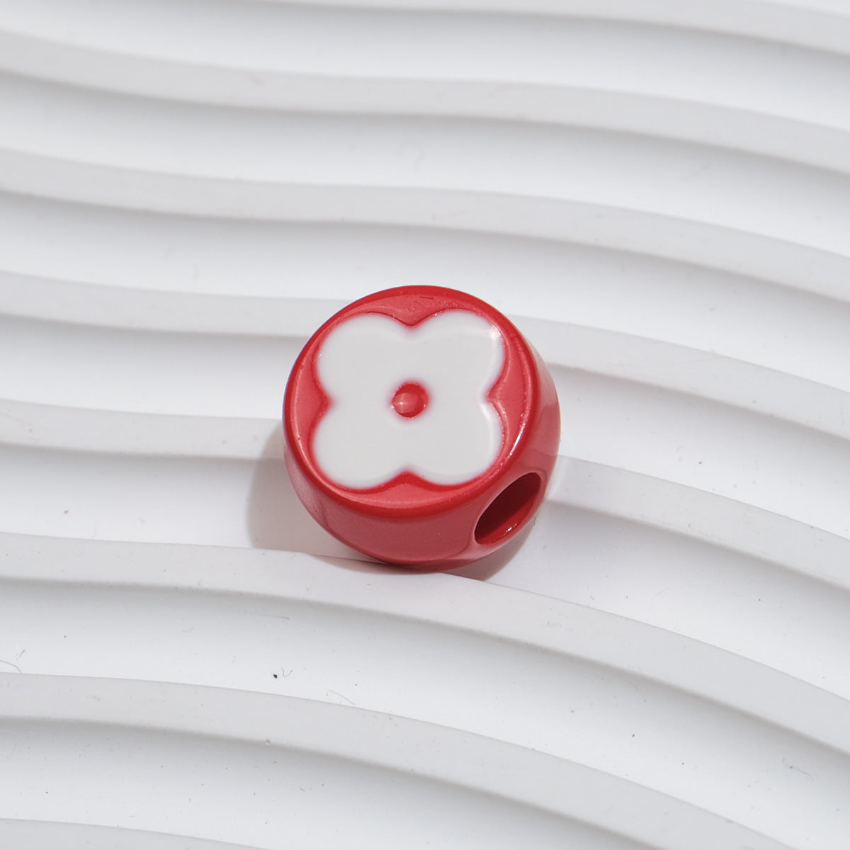10pcs Vintage Flower Silicone Beads - 18mm Four-Leaf Clover Focal | Acrylic Bead for DIY Bracelet Keychain Jewelry Making
