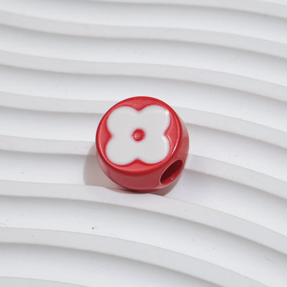 10pcs Vintage Flower Silicone Beads - 18mm Four-Leaf Clover Focal | Acrylic Bead for DIY Bracelet Keychain Jewelry Making