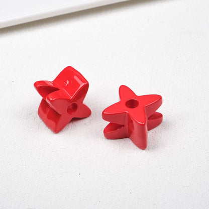 Retro 3D Starflower Beads - 25mm Large Hole Four-Pointed Star Focal | Acrylic Bead for DIY Bracelet Keychain Jewelry Making