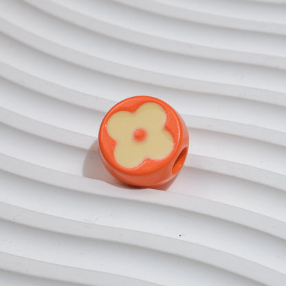 10pcs Vintage Flower Silicone Beads - 18mm Four-Leaf Clover Focal | Acrylic Bead for DIY Bracelet Keychain Jewelry Making