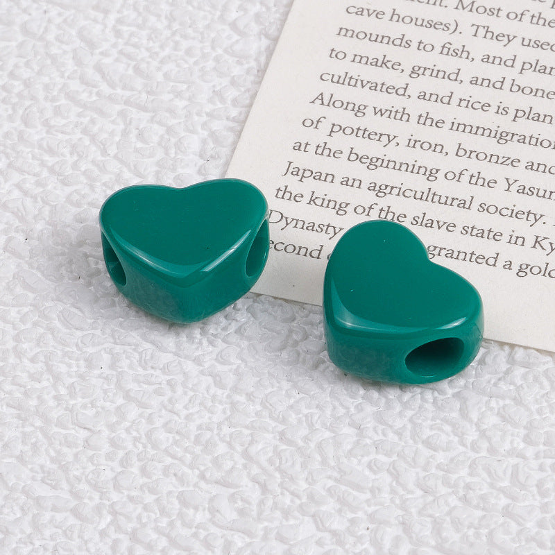 100pcs Mixed Color Heart-Shaped Spacer Beads - 11mm/14mm Large Hole | Acrylic Bead for DIY Bracelet Keychain Jewelry Making