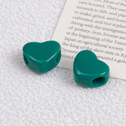 100pcs Mixed Color Heart-Shaped Spacer Beads - 11mm/14mm Large Hole | Acrylic Bead for DIY Bracelet Keychain Jewelry Making