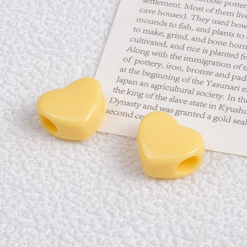 100pcs Mixed Color Heart-Shaped Spacer Beads - 11mm/14mm Large Hole | Acrylic Bead for DIY Bracelet Keychain Jewelry Making