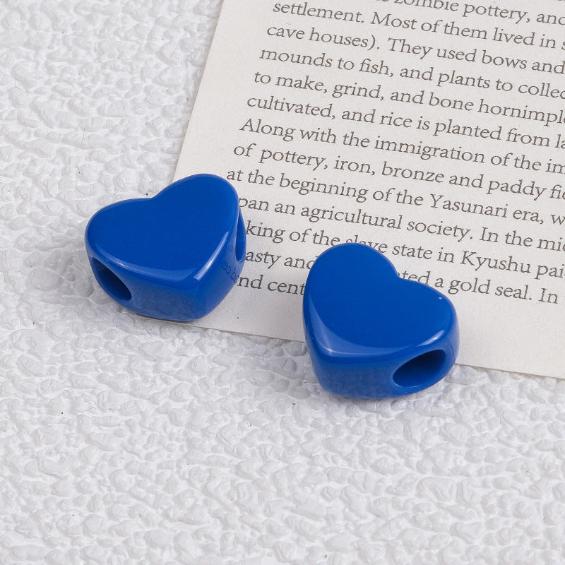 100pcs Mixed Color Heart-Shaped Spacer Beads - 11mm/14mm Large Hole | Acrylic Bead for DIY Bracelet Keychain Jewelry Making