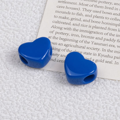 100pcs Mixed Color Heart-Shaped Spacer Beads - 11mm/14mm Large Hole | Acrylic Bead for DIY Bracelet Keychain Jewelry Making