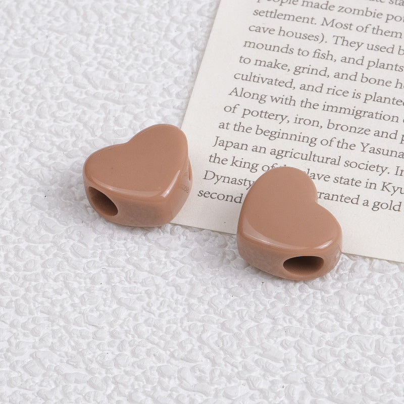 100pcs Mixed Color Heart-Shaped Spacer Beads - 11mm/14mm Large Hole | Acrylic Bead for DIY Bracelet Keychain Jewelry Making