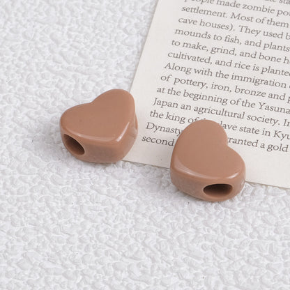 100pcs Mixed Color Heart-Shaped Spacer Beads - 11mm/14mm Large Hole | Acrylic Bead for DIY Bracelet Keychain Jewelry Making