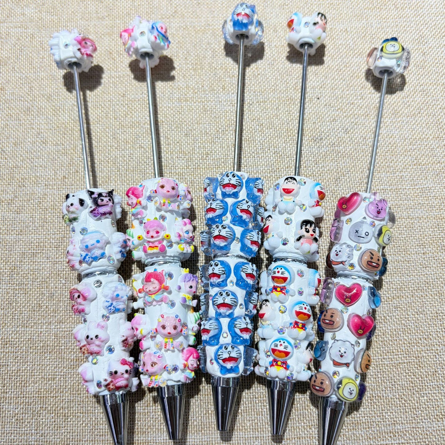 Kawaii Character 3D Rhinestone Beadable Pens | DIY Beadable Pen Craft Gift Idea
