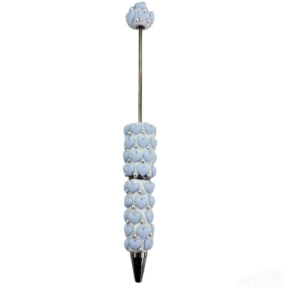 Pearl Accent 3D Heart Beadable Pen Base - Aesthetic DIY Stationery | DIY Beadable Pen Craft Gift Idea