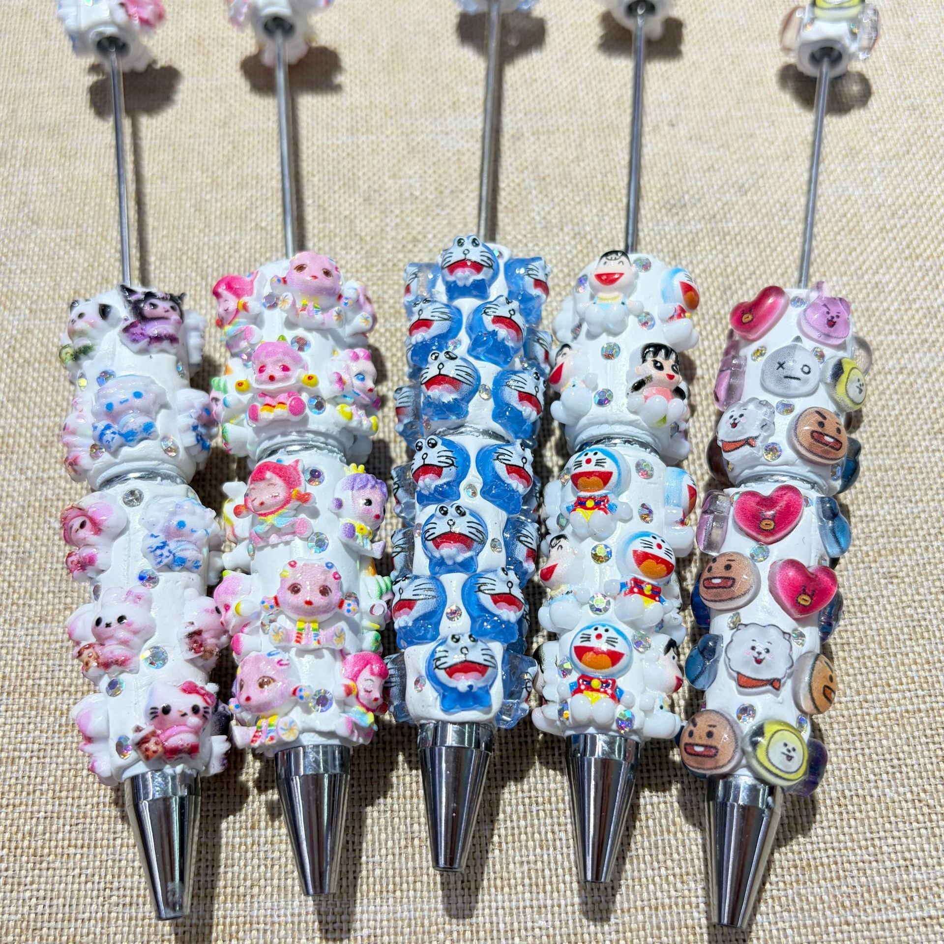 Kawaii Character 3D Rhinestone Beadable Pens | DIY Beadable Pen Craft Gift Idea