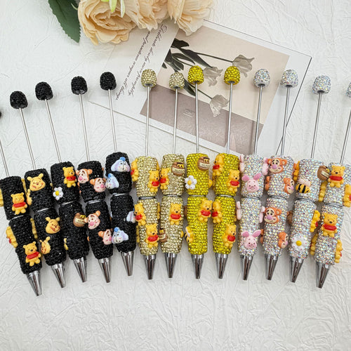 Premium Rhinestone Character Beadable Pens - "Honey Forest" Series | DIY Beadable Pen Craft Gift Idea