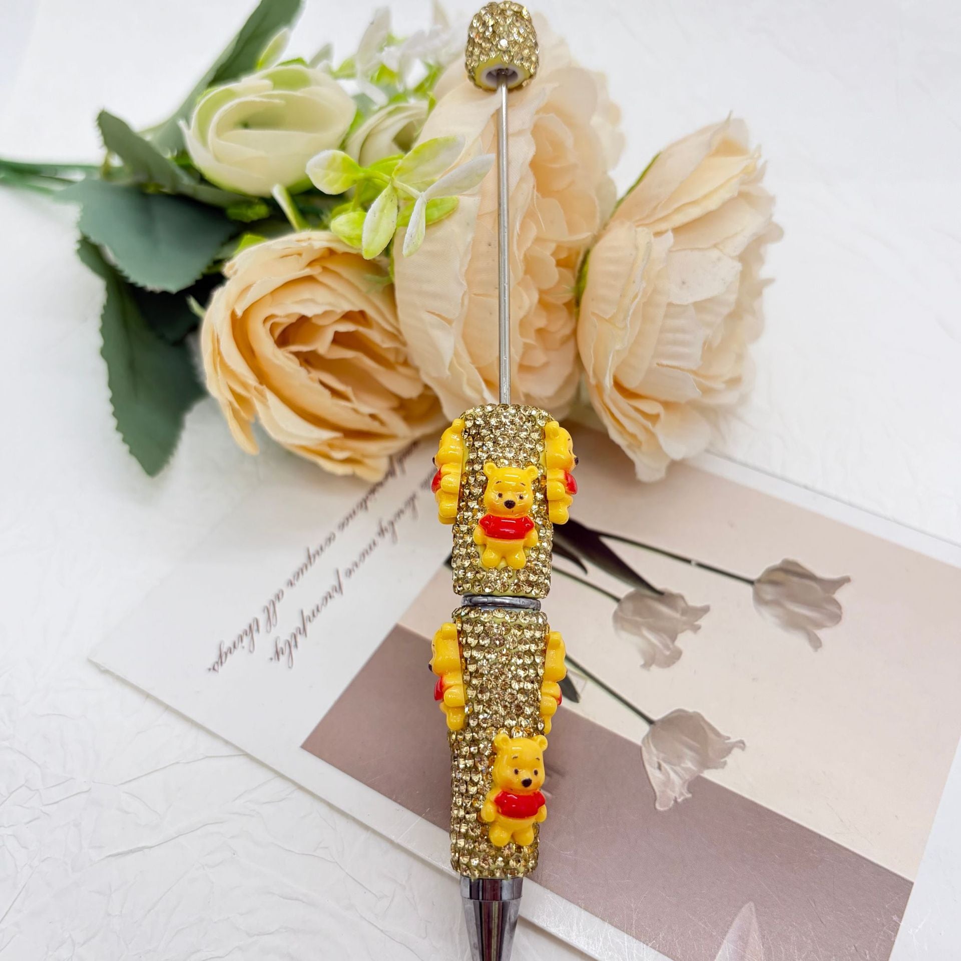 Premium Rhinestone Character Beadable Pens - "Honey Forest" Series | DIY Beadable Pen Craft Gift Idea