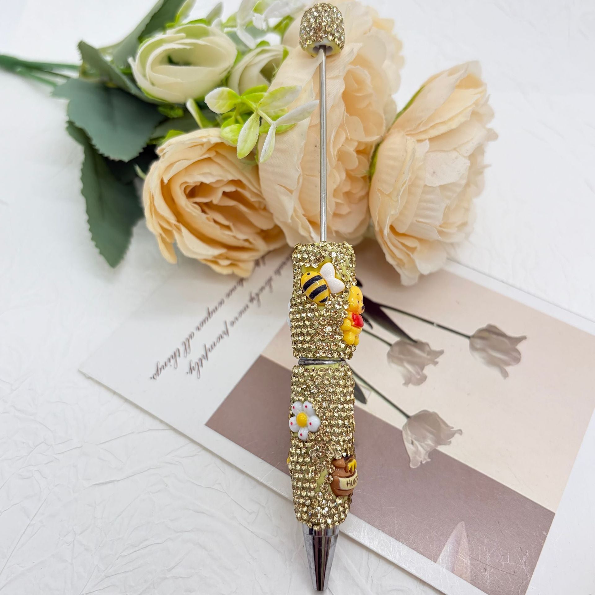 Premium Rhinestone Character Beadable Pens - "Honey Forest" Series | DIY Beadable Pen Craft Gift Idea