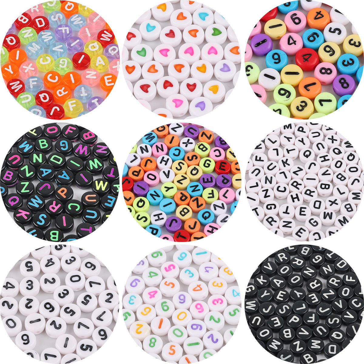 100PCS Acrylic Alphabet & Number Beads - 4x7mm Colorful Round Flat | Acrylic Bead for DIY Bracelet Keychain Jewelry Making