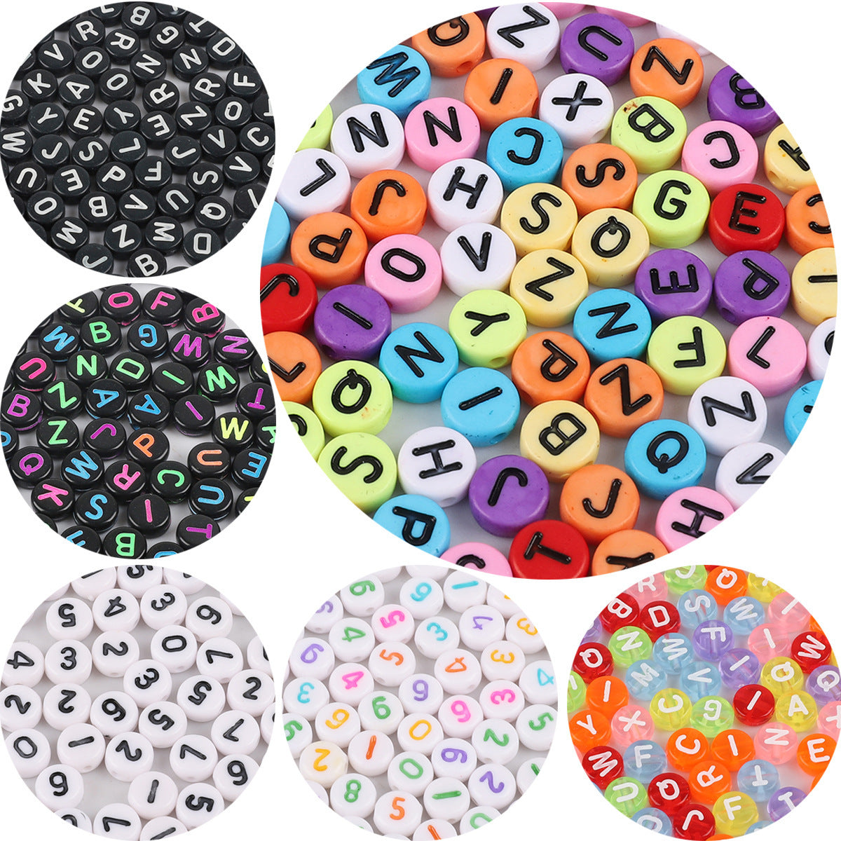 100PCS Acrylic Alphabet & Number Beads - 4x7mm Colorful Round Flat | Acrylic Bead for DIY Bracelet Keychain Jewelry Making