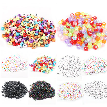 100PCS Acrylic Alphabet & Number Beads - 4x7mm Colorful Round Flat | Acrylic Bead for DIY Bracelet Keychain Jewelry Making