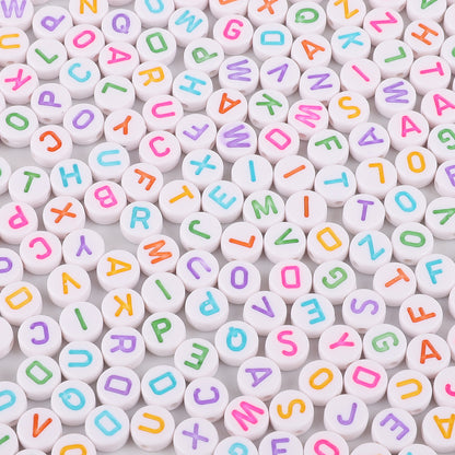 100PCS Acrylic Alphabet & Number Beads - 4x7mm Colorful Round Flat | Acrylic Bead for DIY Bracelet Keychain Jewelry Making