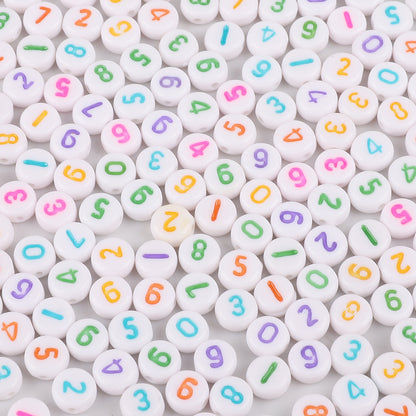 100PCS Acrylic Alphabet & Number Beads - 4x7mm Colorful Round Flat | Acrylic Bead for DIY Bracelet Keychain Jewelry Making
