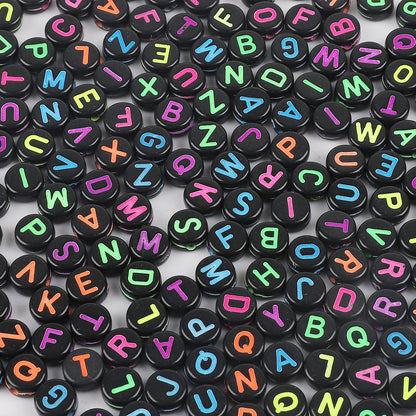 100PCS Acrylic Alphabet & Number Beads - 4x7mm Colorful Round Flat | Acrylic Bead for DIY Bracelet Keychain Jewelry Making