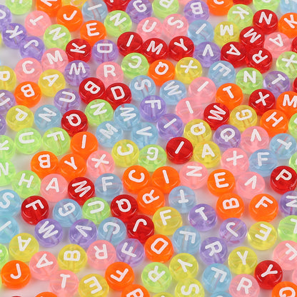 100PCS Acrylic Alphabet & Number Beads - 4x7mm Colorful Round Flat | Acrylic Bead for DIY Bracelet Keychain Jewelry Making