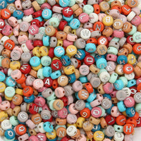 Real color silver letter flat beads