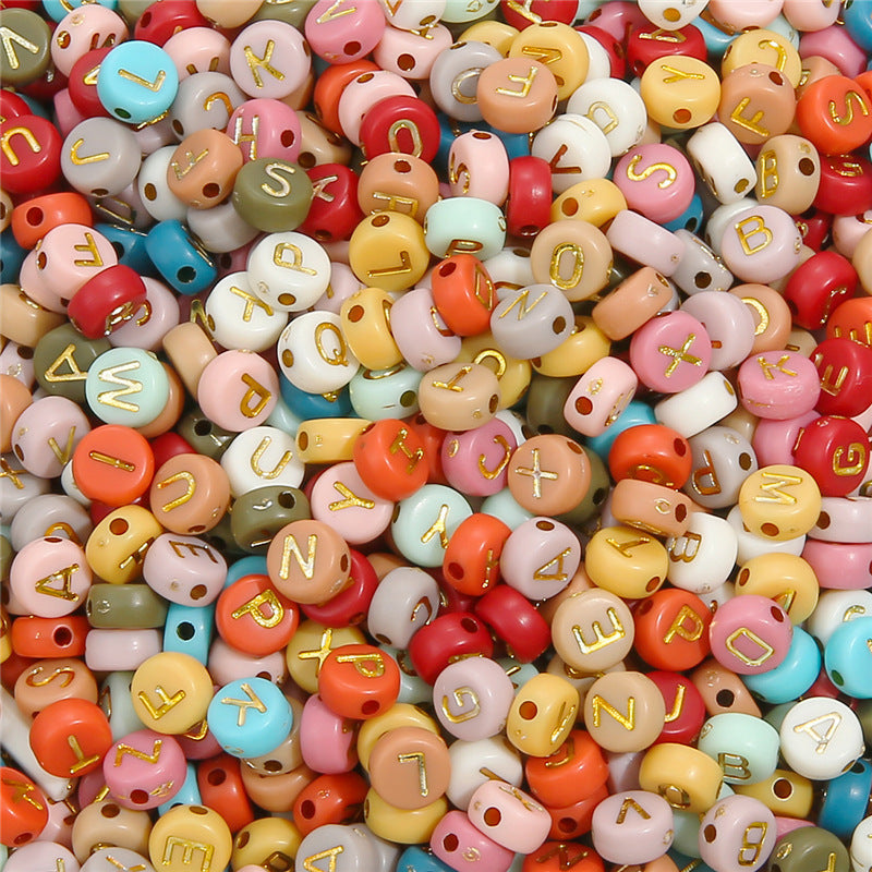 100PCS Acrylic Alphabet & Number Beads - 4x7mm Colorful Round Flat | Acrylic Bead for DIY Bracelet Keychain Jewelry Making
