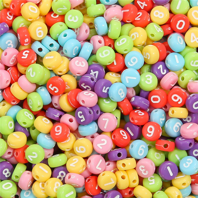 100PCS Acrylic Alphabet & Number Beads - 4x7mm Colorful Round Flat | Acrylic Bead for DIY Bracelet Keychain Jewelry Making