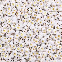 Real White Gold Heart Star Flat Beads