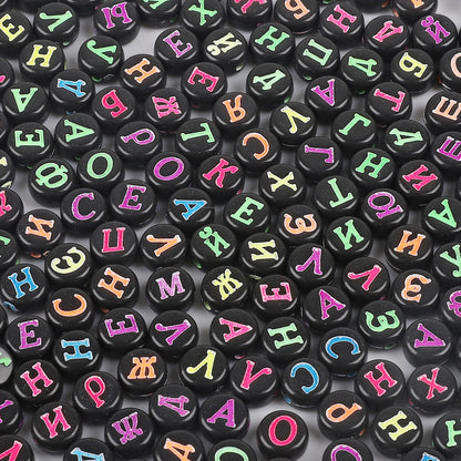 100PCS Acrylic Alphabet & Number Beads - 4x7mm Colorful Round Flat | Acrylic Bead for DIY Bracelet Keychain Jewelry Making