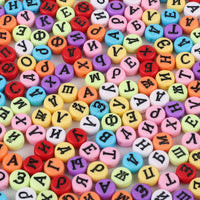 Color & Black Russian Letter Flat Beads