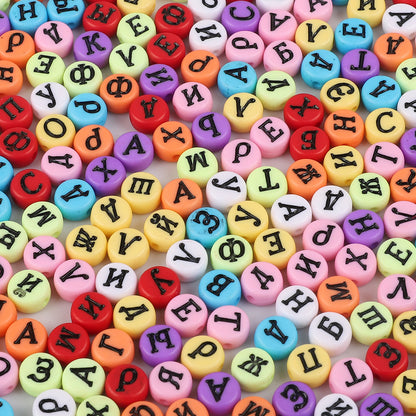 100PCS Acrylic Alphabet & Number Beads - 4x7mm Colorful Round Flat | Acrylic Bead for DIY Bracelet Keychain Jewelry Making