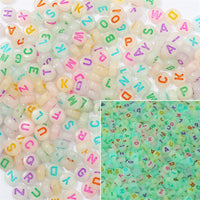 Luminous clear & color letter flat beads