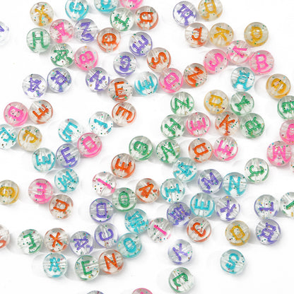 100PCS Acrylic Alphabet & Number Beads - 4x7mm Colorful Round Flat | Acrylic Bead for DIY Bracelet Keychain Jewelry Making