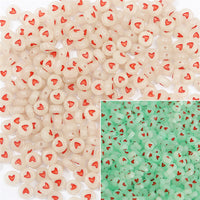 Peach heart luminous clear & red heart