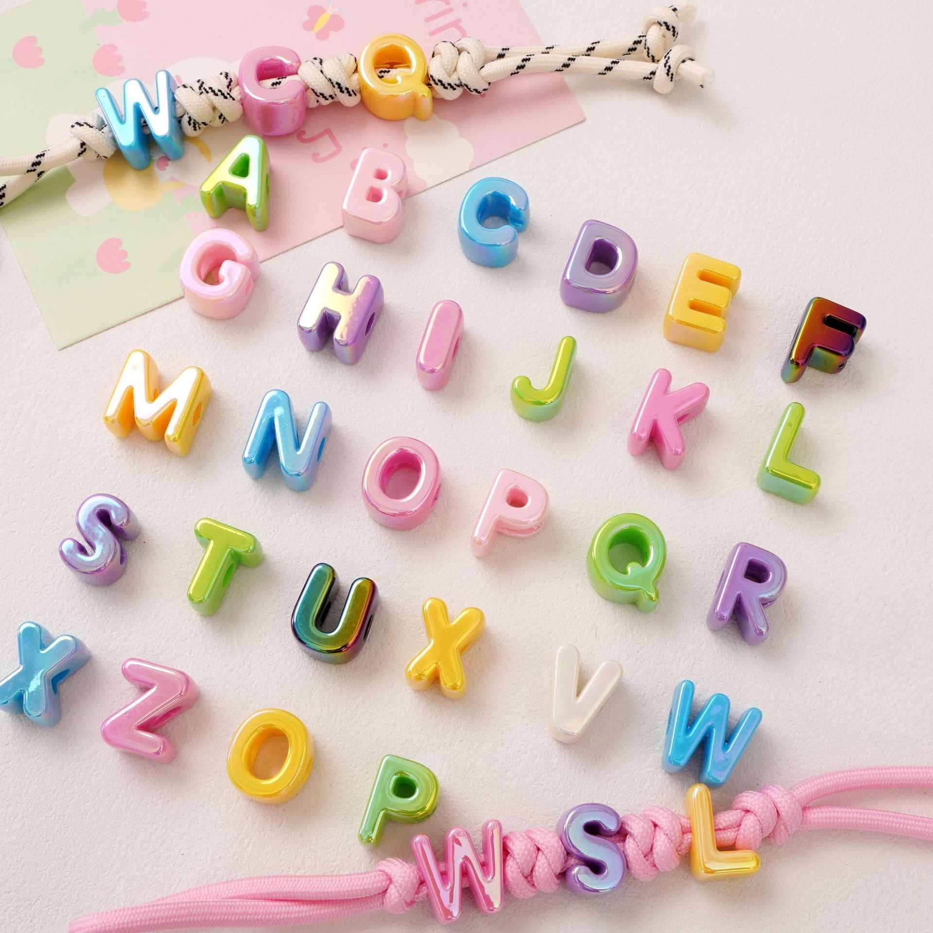 Acrylic Iridescent Alphabet Beads with Large Holes - Chunky 3D | Acrylic Bead for DIY Bracelet Keychain Jewelry Making