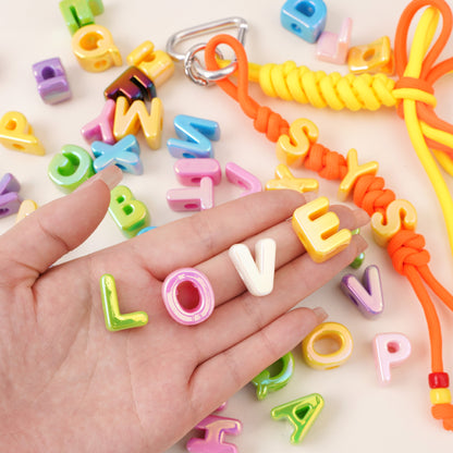 Acrylic Iridescent Alphabet Beads with Large Holes - Chunky 3D | Acrylic Bead for DIY Bracelet Keychain Jewelry Making