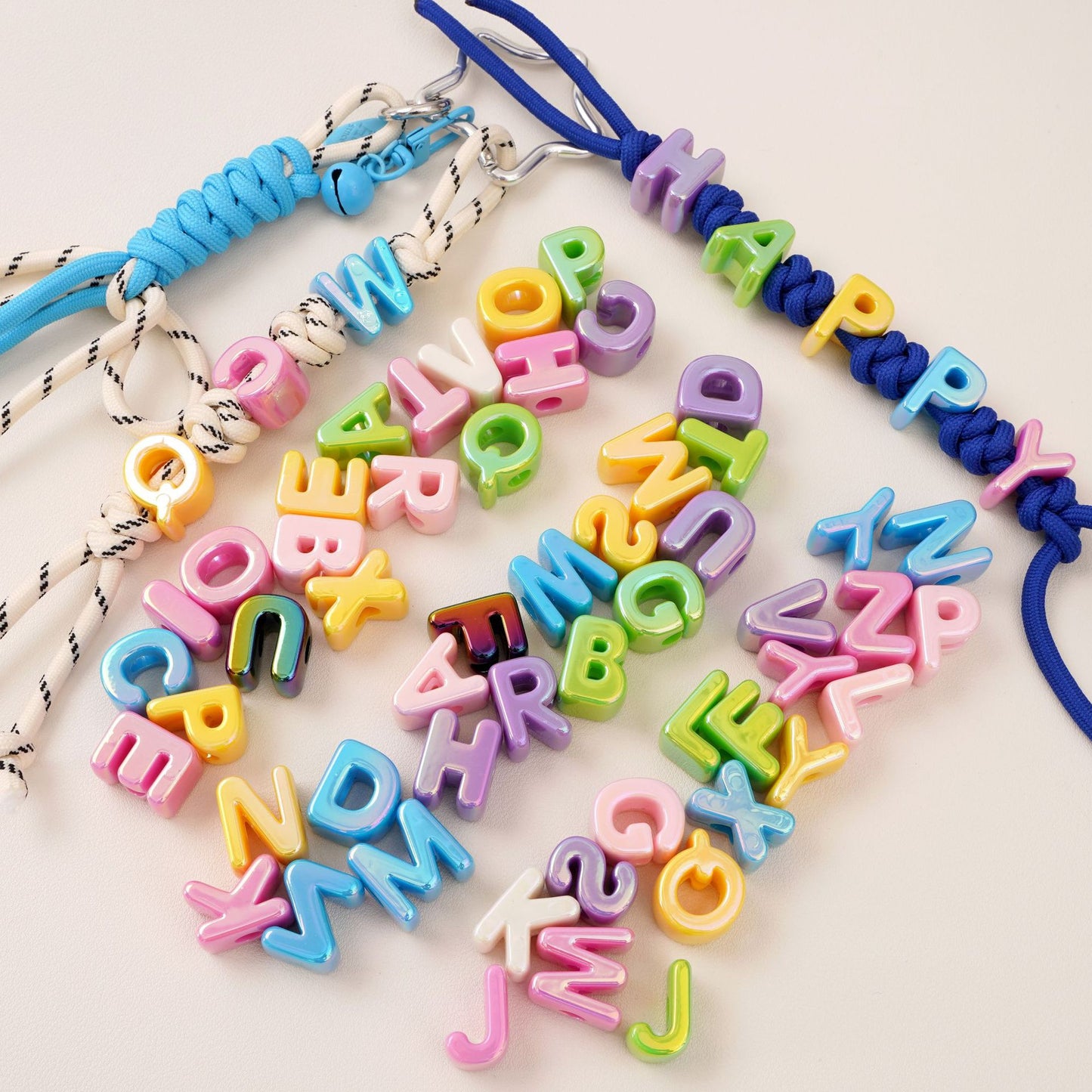 Acrylic Iridescent Alphabet Beads with Large Holes - Chunky 3D | Acrylic Bead for DIY Bracelet Keychain Jewelry Making