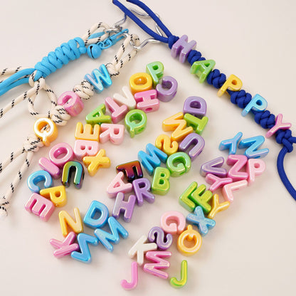 Acrylic Iridescent Alphabet Beads with Large Holes - Chunky 3D | Acrylic Bead for DIY Bracelet Keychain Jewelry Making