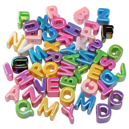 Acrylic Iridescent Alphabet Beads with Large Holes - Chunky 3D | Acrylic Bead for DIY Bracelet Keychain Jewelry Making