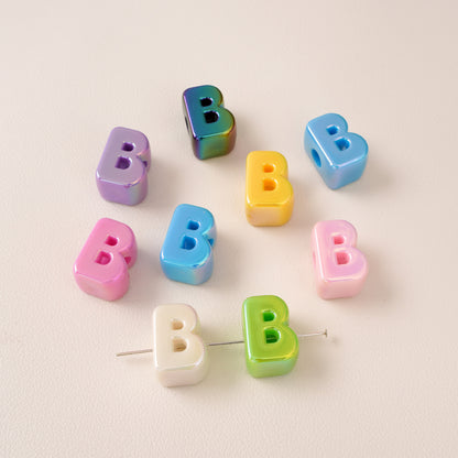 Acrylic Iridescent Alphabet Beads with Large Holes - Chunky 3D | Acrylic Bead for DIY Bracelet Keychain Jewelry Making