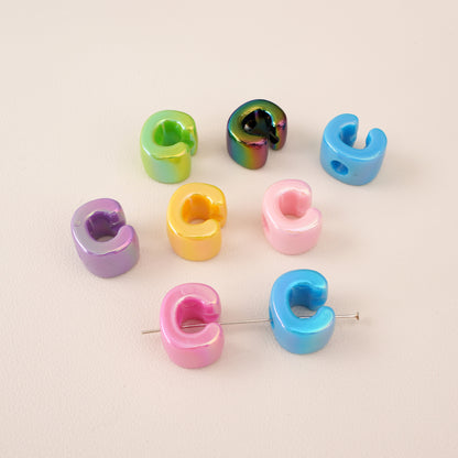 Acrylic Iridescent Alphabet Beads with Large Holes - Chunky 3D | Acrylic Bead for DIY Bracelet Keychain Jewelry Making