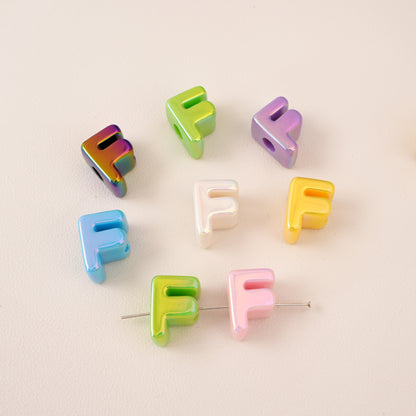 Acrylic Iridescent Alphabet Beads with Large Holes - Chunky 3D | Acrylic Bead for DIY Bracelet Keychain Jewelry Making