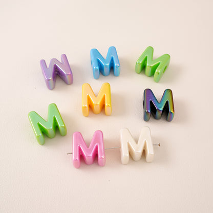 Acrylic Iridescent Alphabet Beads with Large Holes - Chunky 3D | Acrylic Bead for DIY Bracelet Keychain Jewelry Making