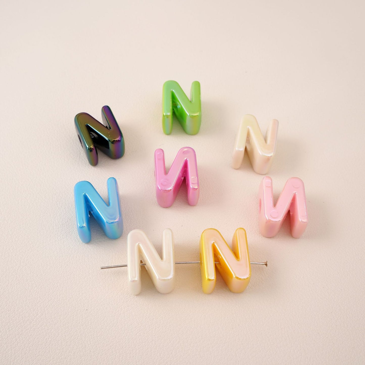 Acrylic Iridescent Alphabet Beads with Large Holes - Chunky 3D | Acrylic Bead for DIY Bracelet Keychain Jewelry Making