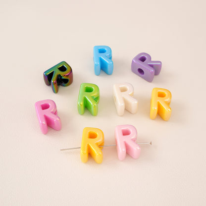 Acrylic Iridescent Alphabet Beads with Large Holes - Chunky 3D | Acrylic Bead for DIY Bracelet Keychain Jewelry Making